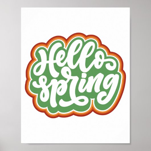 hello春、ヴィンテージカラフルタイポグラフィ春 ポスター (正面)