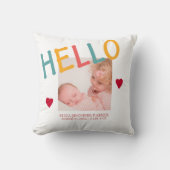 HELLO生まれたばかりのタイポグラフィフォト照合子供部屋 クッション (正面)