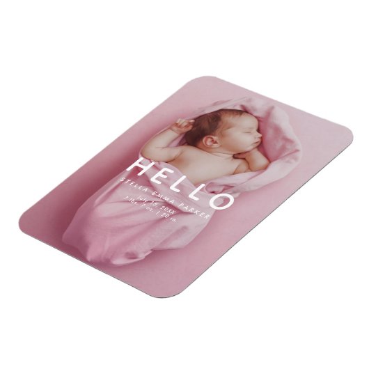 HELLO生まれたばかりのベビー写真誕生発表磁石 マグネット (左側)