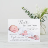 Hello男の赤ちゃんの誕生のお知らせ 案内状 (スタンド正面)