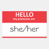HELLO私の代名詞は彼女/彼女のステッカー 長方形シール (正面)