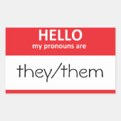 HELLO私の代名詞は彼/彼らであるステッカー 長方形シール (正面)
