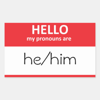 HELLO私の代名詞は彼/彼ステッカー 長方形シール