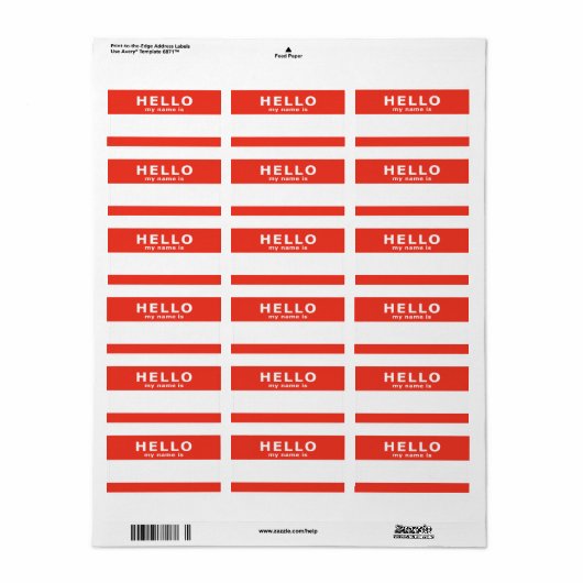 hello私の名前タグ ラベル (フルシート)