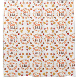Hello秋紅葉シームレスパターン シャワーカーテン