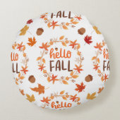 Hello秋紅葉シームレスパターン ラウンドクッション (裏面)