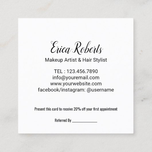 Hello美しいモダンティール（緑がかった色）羽サロン紹介 紹介カード (裏面)