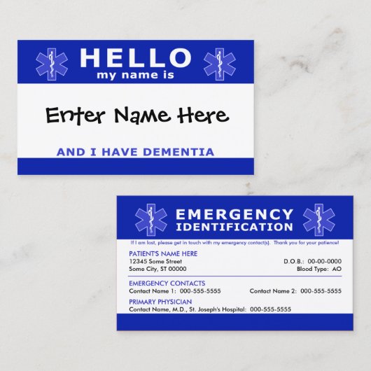 HELLO認知症の識別 名刺 (正面/裏面)