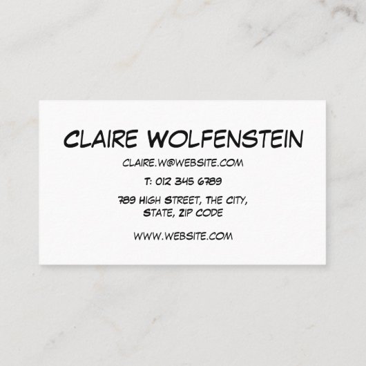 HELLO音声バブルおもしろいレトロ漫画ブック 名刺 (裏面)