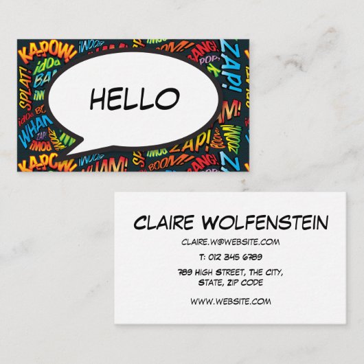 HELLO音声バブルおもしろいレトロ漫画ブック 名刺 (正面/裏面)
