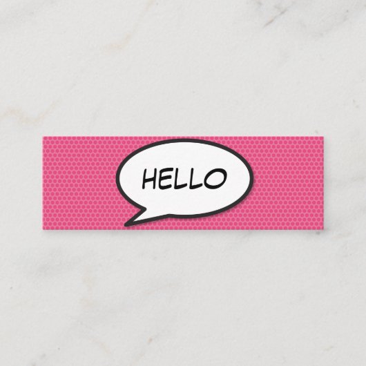 HELLO音声認識バブルおもしろいレトロ漫画ブック スキニー名刺 (正面)