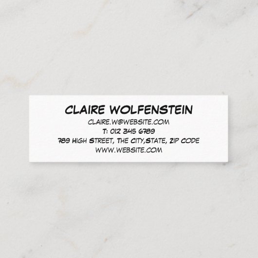 HELLO音声認識バブルおもしろいレトロ漫画ブック スキニー名刺 (裏面)