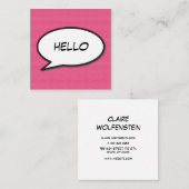 HELLO音声認識バブルおもしろいレトロ漫画ブック スクエア名刺 (正面/裏面)