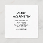 HELLO音声認識バブルおもしろいレトロ漫画ブック スクエア名刺 (裏面)