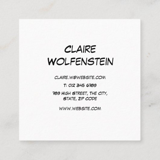 HELLO音声認識バブルおもしろいレトロ漫画ブック スクエア名刺 (裏面)