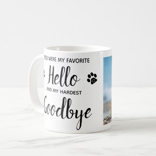 Hello お気に入りの Sistly Goodbyeペット記念写真 コーヒーマグカップ (正面左)