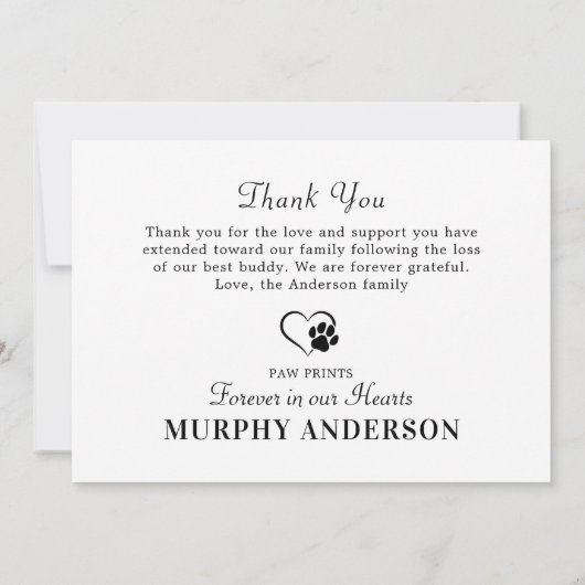 Hello お気に入りの Sistly Goodbyeペット記念写真 サンキューカード (裏面)