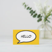 HELLO スピーチバブル 楽しい モダン コミック 名刺 (スタンド正面)