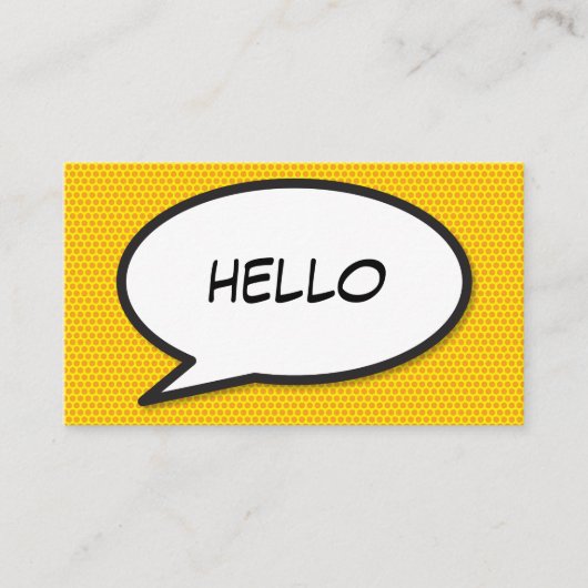 HELLO スピーチバブル 楽しい モダン コミック 名刺 (正面)