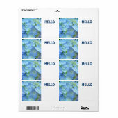 HELLO ネームタグ シール 青い花 フローラル オリジナル (フルシート)