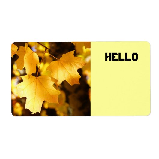 HELLO ネームタグ ラベル カスタム 秋の葉 紅葉 (正面)