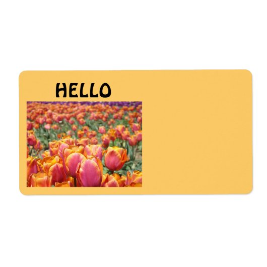 HELLO ネームタグ ラベル チューリップ 花 会議 (正面)