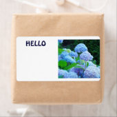HELLO ネームタグ 青いアジサイの花 ラベル (インサイチュ)