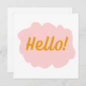 HELLO – ピンク/オレンジ – フラットカード サンキューカード (正面/裏面)