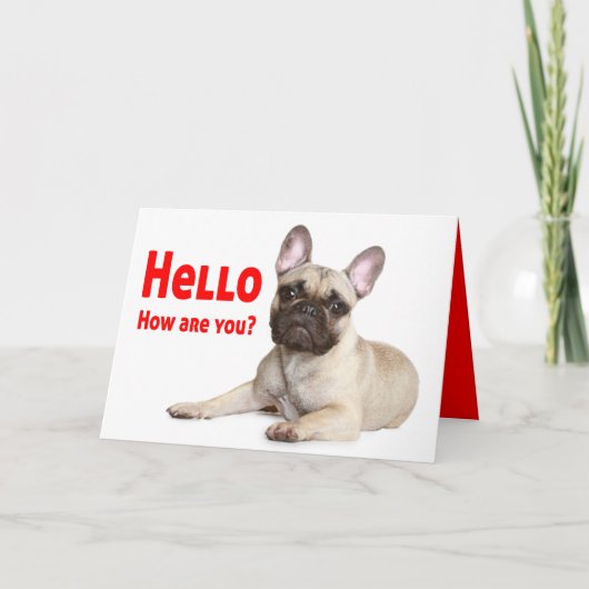 Hello フランスの Bulldog Dog 考え's of You Love カード (正面)