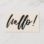 Hello ミニマル in Handwriting Script Black on Cream 名刺 (正面)