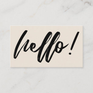 Hello ミニマル in Handwriting Script Black on Cream 名刺