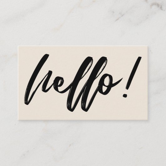 Hello ミニマル in Handwriting Script Black on Cream 名刺 (正面)
