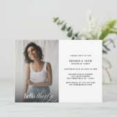 Hello モダンエレガント Thirty誕生日写真 招待状 (スタンド正面)