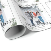 Hello モダン 2024フローラかわいい写真ハッピー新年 ラッピングペーパー (ロールコーナー)