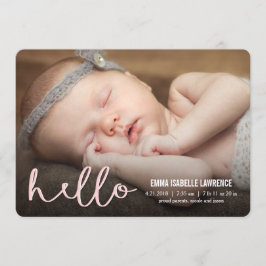 HELLO モダン Birth Announcements PINK 案内状