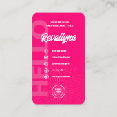 HELLO モダン QRコードHOT PINK 名刺 (裏面)