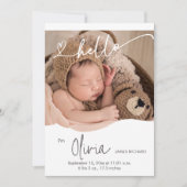 Hello 生まれたばかりの Cutユニーク Photo Thank You誕生 案内状 (正面)