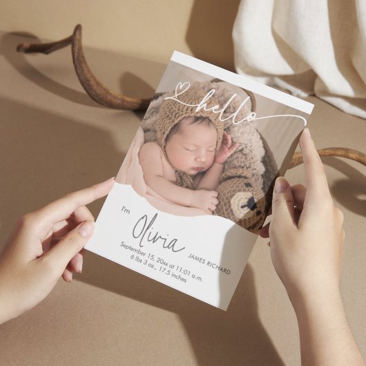 Hello 生まれたばかりの Cutユニーク Photo Thank You誕生 案内状