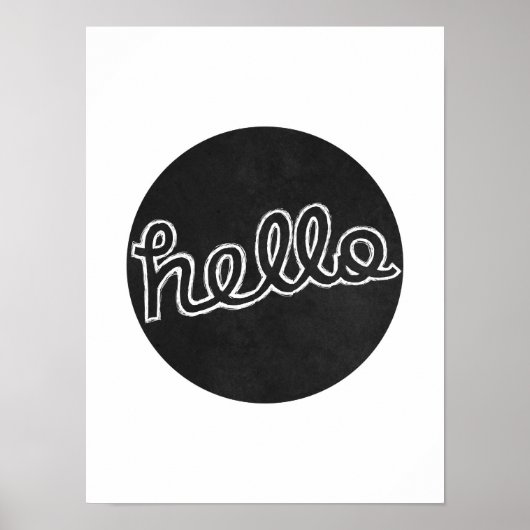 Hello – 白黒 ポスター (正面)