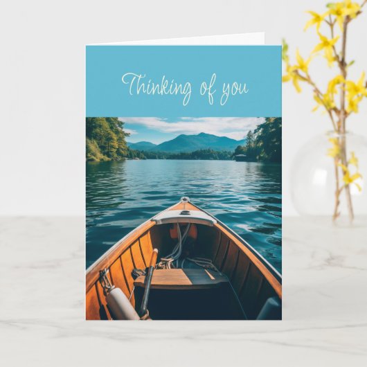 Hello 考え's of You Boating on Lake カード (黄色い花)