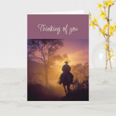 Hello 考え's of You Cowboy Riding Horse Sunset カード (黄色い花)