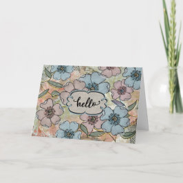 Hello 考え's of You Pink and Blue 色彩の鮮やか Flower カード