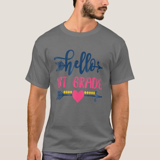 Hello 1年生先生キッズ新学期ギフトT Tシャツ (正面)