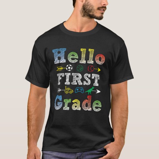 Hello 1年生新学期少年とパパ学生 tシャツ (正面)