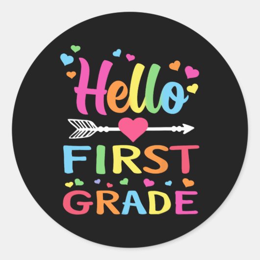 Hello 1年生新学期1年生先生 ラウンドシール (正面)