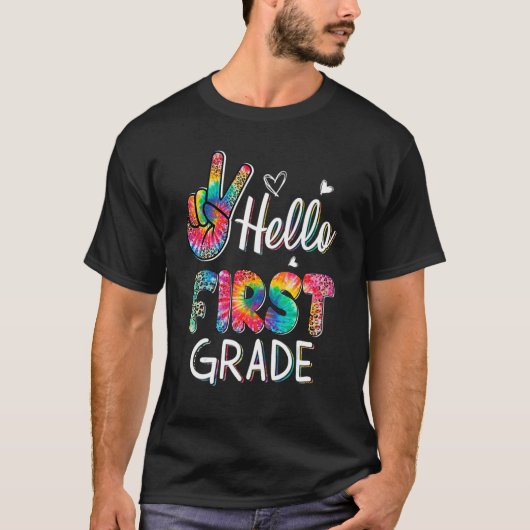 Hello 1年生絞り染めLeopardグラフィックの戻る Tシャツ (正面)