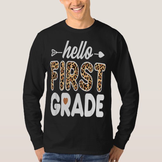 Hello 1年生Leopardプリント1年生先生 Tシャツ (正面)