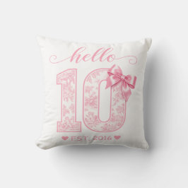 Hello 10 バースデー | ピンクのHello 10 カスタムイヤー クッション