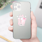 Hello 10 バースデー | ピンクのHello 10 カスタムイヤー シール (スマートフォン)