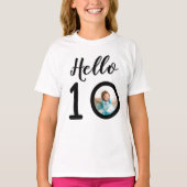 Hello 10 Personalized Photo 10th Birthday Kids’ Tシャツ (正面)